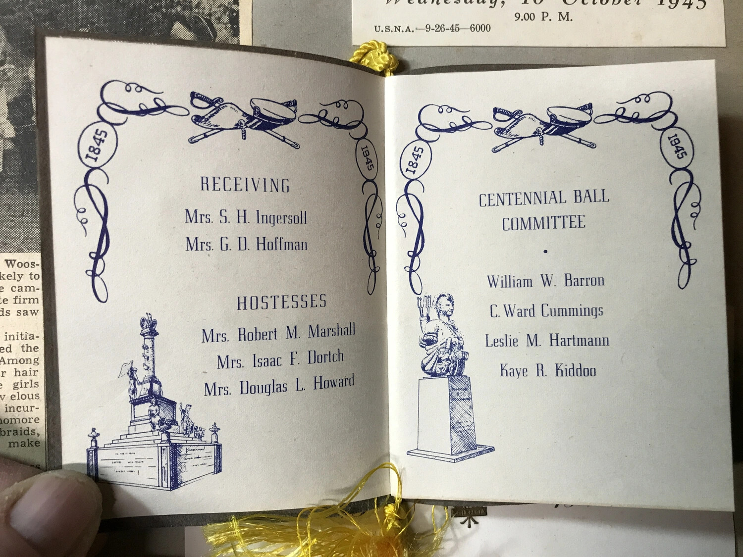 United States Naval Academy Centennial Ball Program Booklet, October 10, 1945