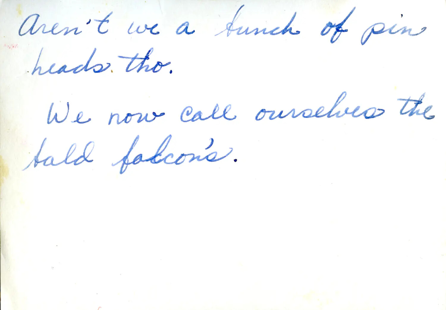 Handwritten Reverse-Side Caption, "The Bald Falcon's" — WWII China-Burma-India Theater Photograph Verso