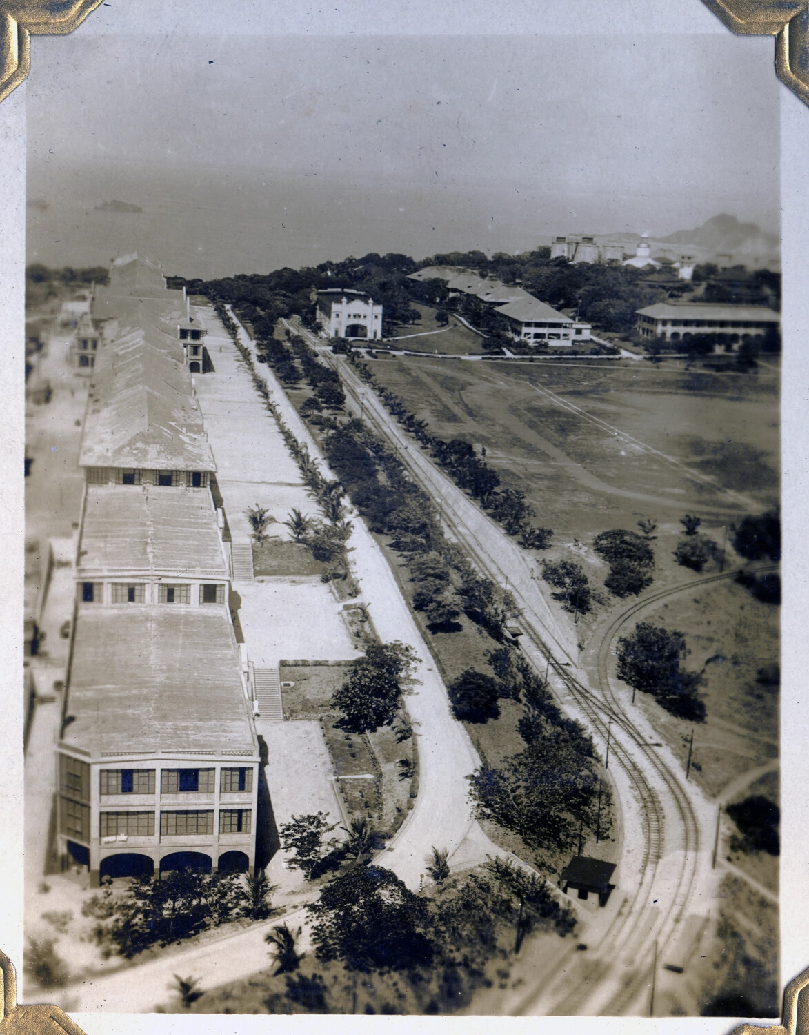 Elevated View of Naval/Military Installation with Rail Yard, Philippines, c. 1920s-1930s