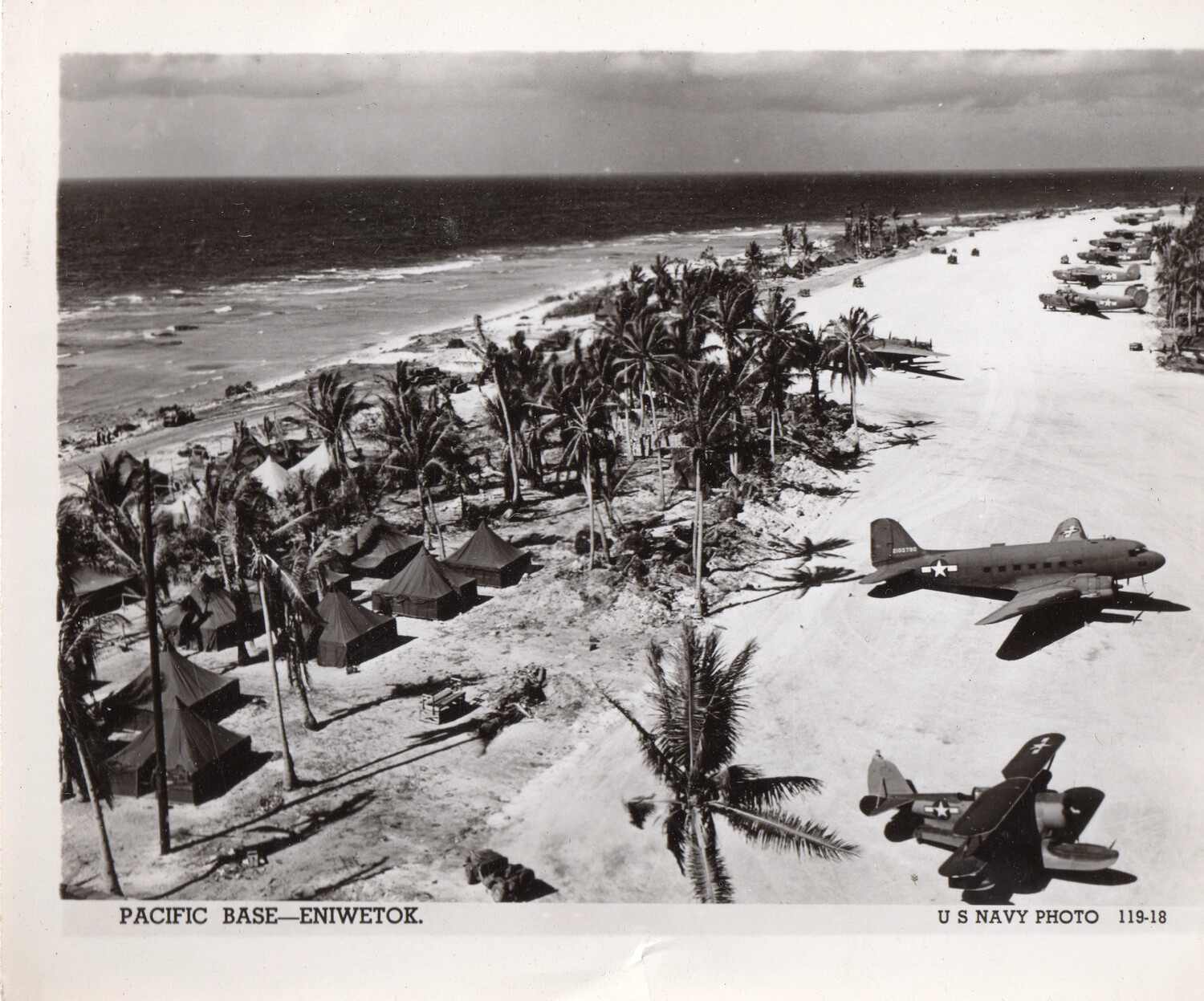Aerial View of U.S. Navy Base, Eniwetok Atoll, Marshall Islands, WWII Pacific Theater