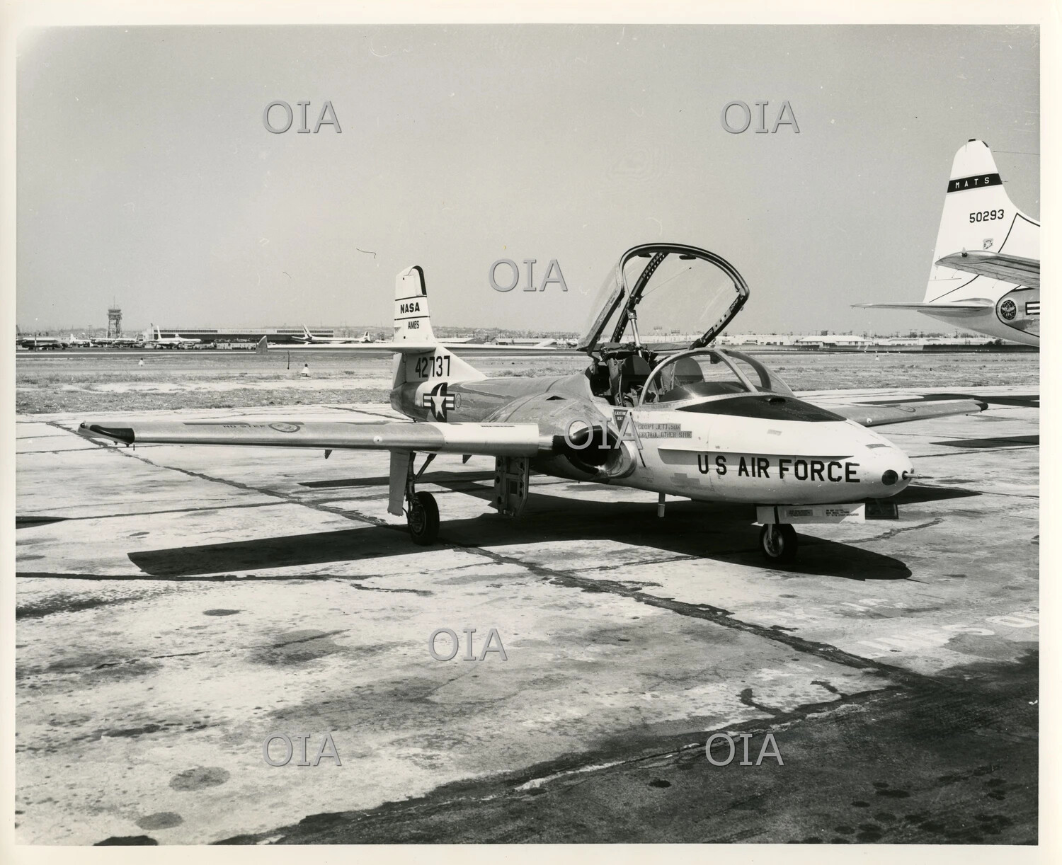 Cessna T-37 'Tweety Bird' Jet Trainer (Tail No. 42737), Rear Three-Quarter View, NASA Ames Markings