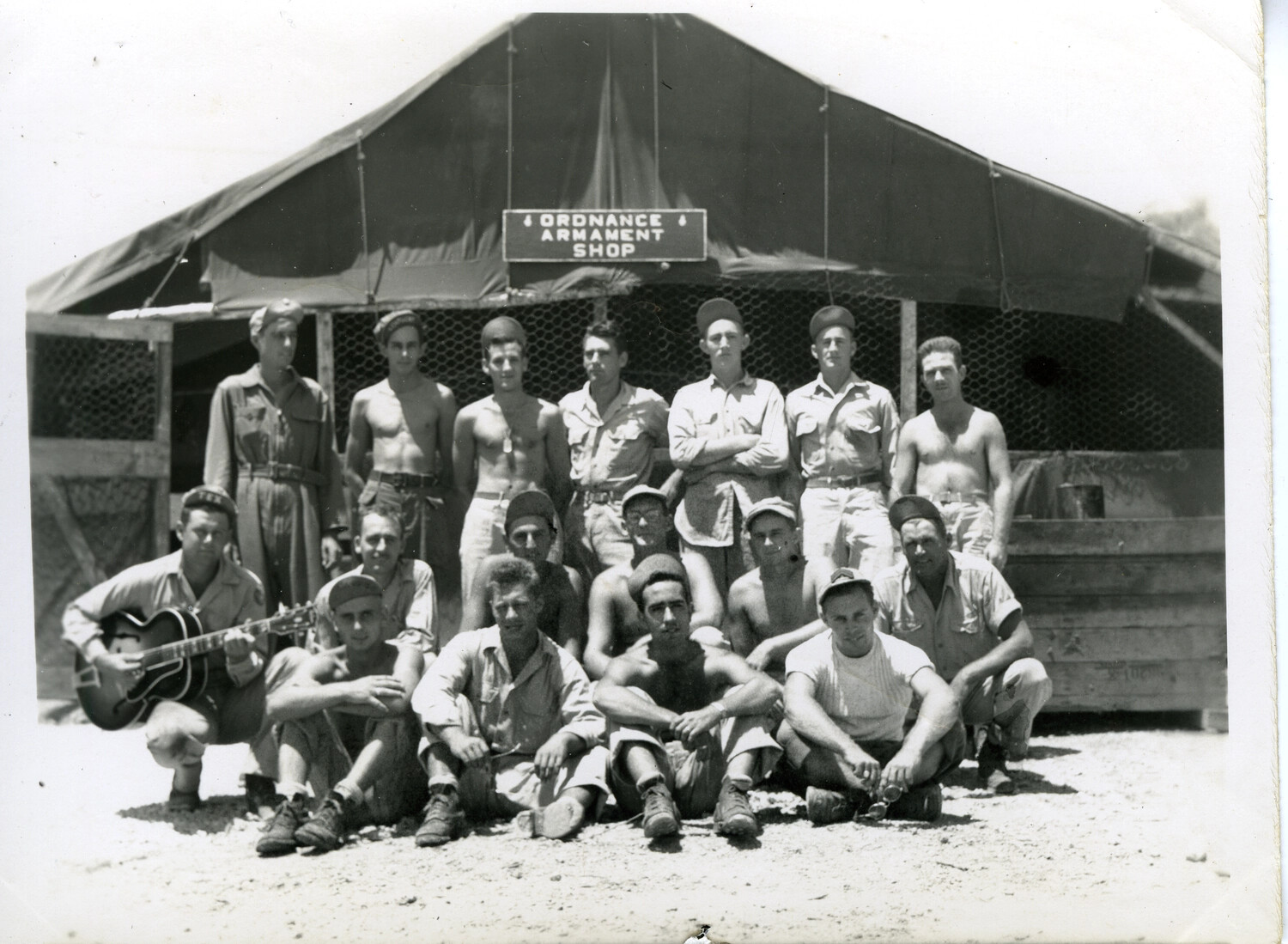 Ordnance Armament Shop Personnel Group Portrait, Pacific Theater, WWII