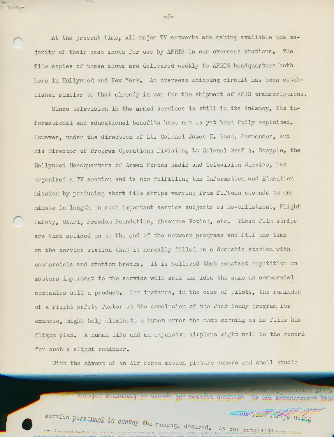 AFRTS Historical Document, Page 3: Report on Armed Forces Television Service Operations