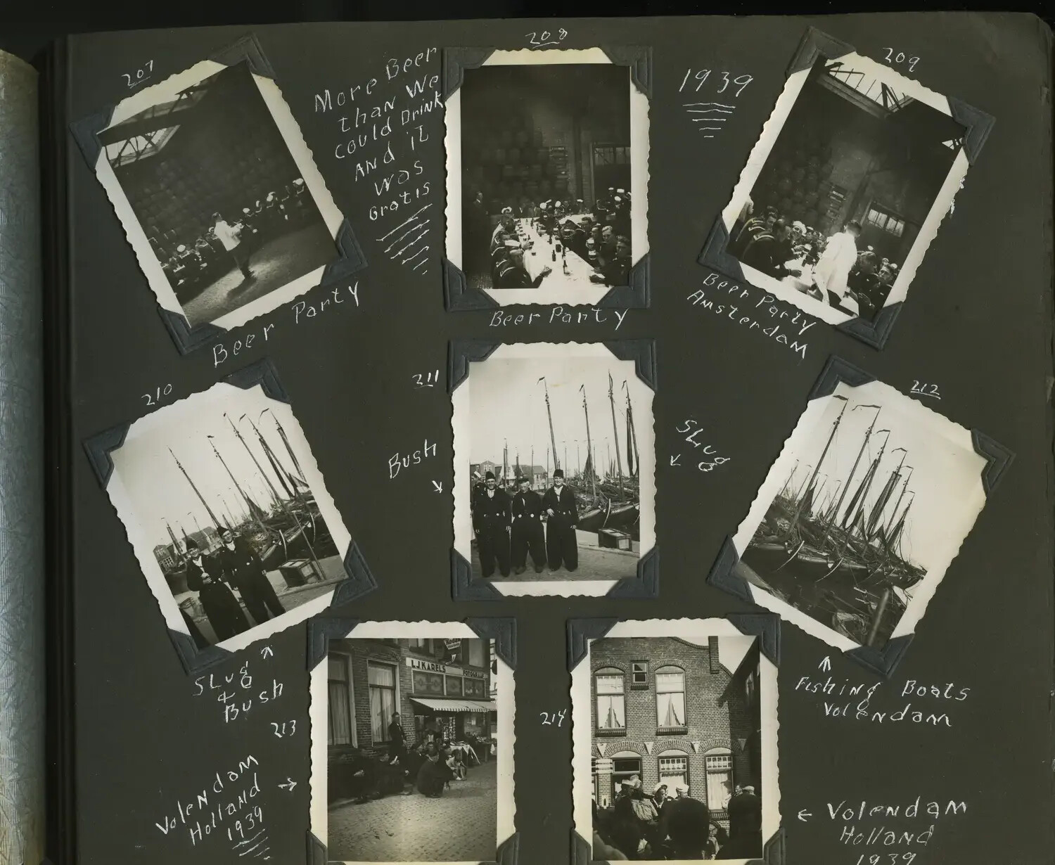 Scrapbook Page: Beer Party in Amsterdam and Fishing Village Scenes at Volendam, Holland, 1939