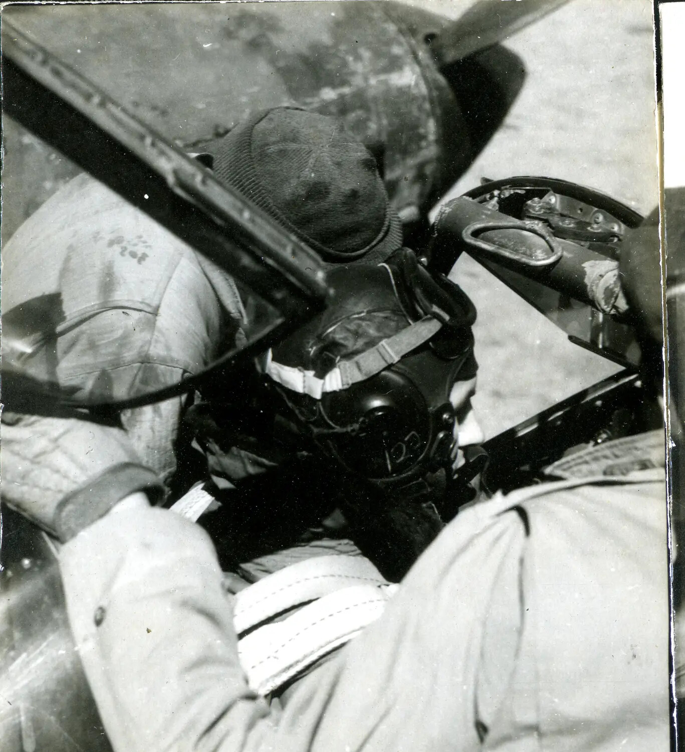 Aircrew in Cockpit or Gun Position, Likely China-Burma-India Theater, WWII