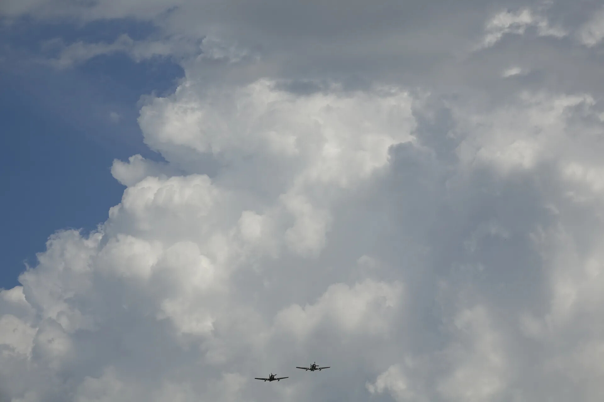 Two Aircraft in Formation Flyby, May 2019 Reunion Event