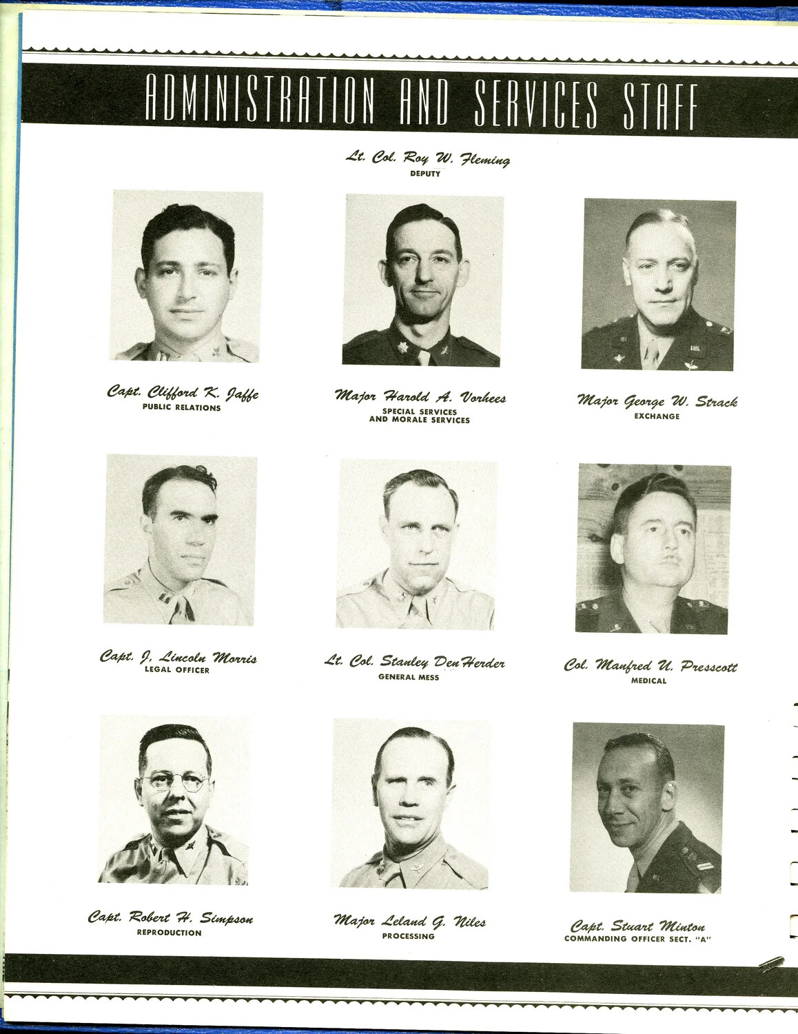 Administration and Services Staff Roster Page, Scott Field Yearbook/Unit Publication