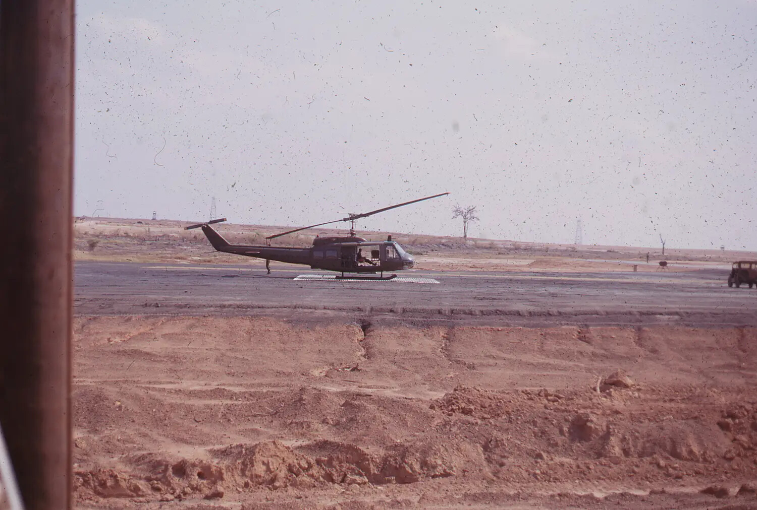 UH-1 Huey Helicopter on Landing Pad, Vietnam, 1968 Tet Offensive Era