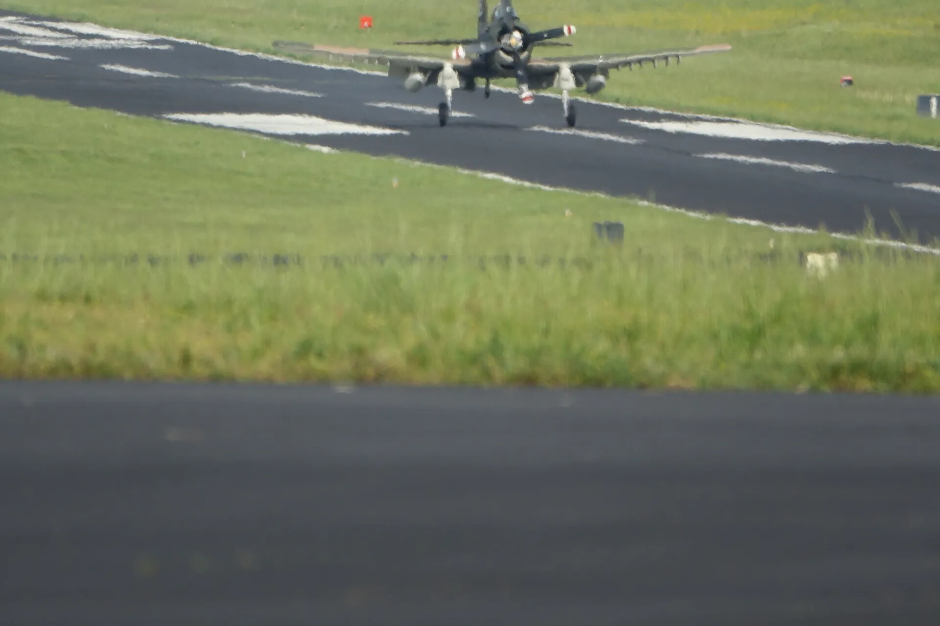Douglas A-1 Skyraider Taxiing, Head-On View, Distant Telephoto