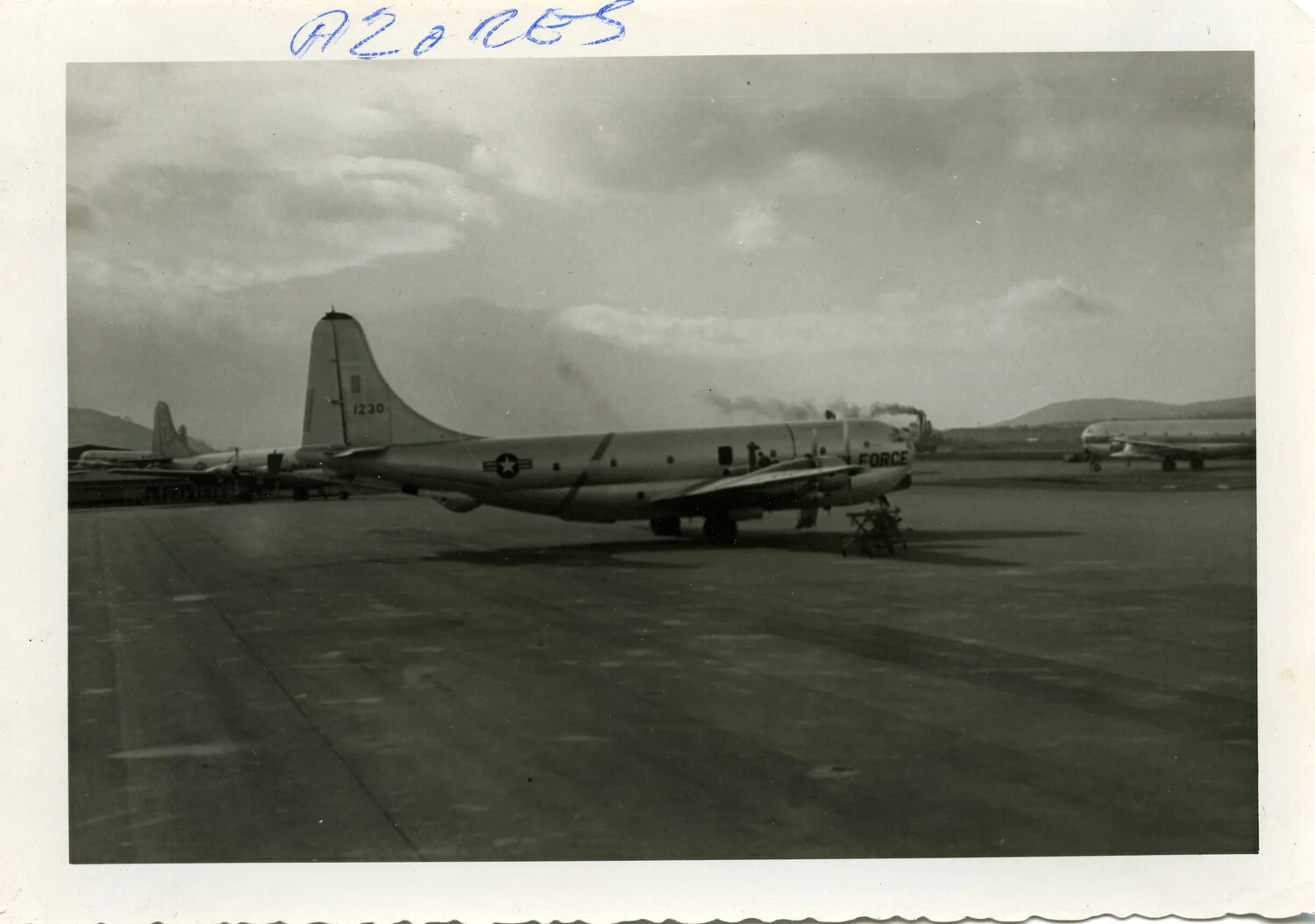 US Air Force Boeing C-97 Stratofreighter (or KC-97 Stratotanker) at Lajes Field, Azores