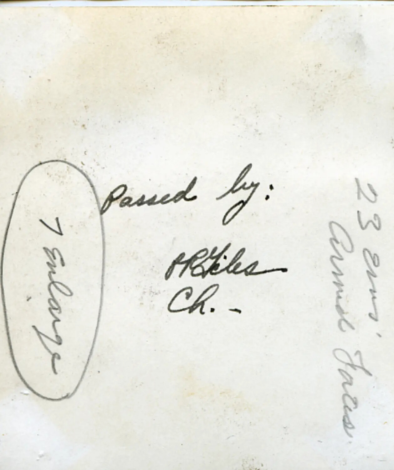 Verso of Photograph/Letter Sheet with Chaplain's Censorship Approval Notation