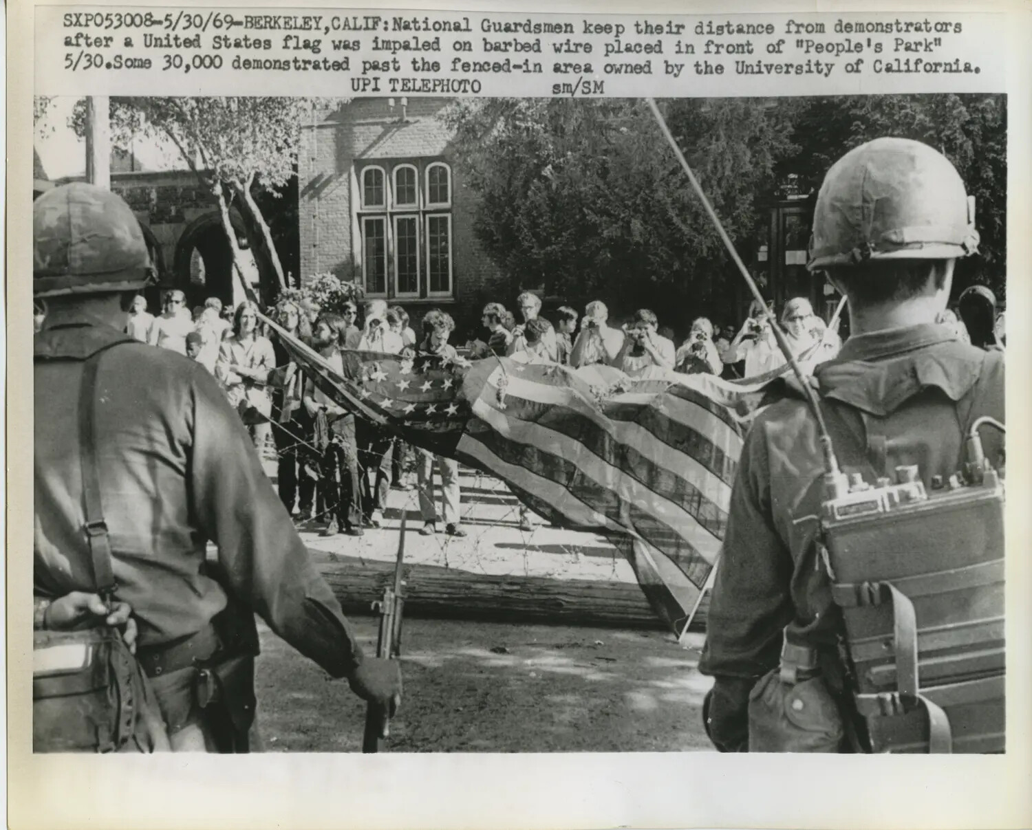 National Guard Troops Confront Demonstrators at People's Park, Berkeley, California, May 30, 1969