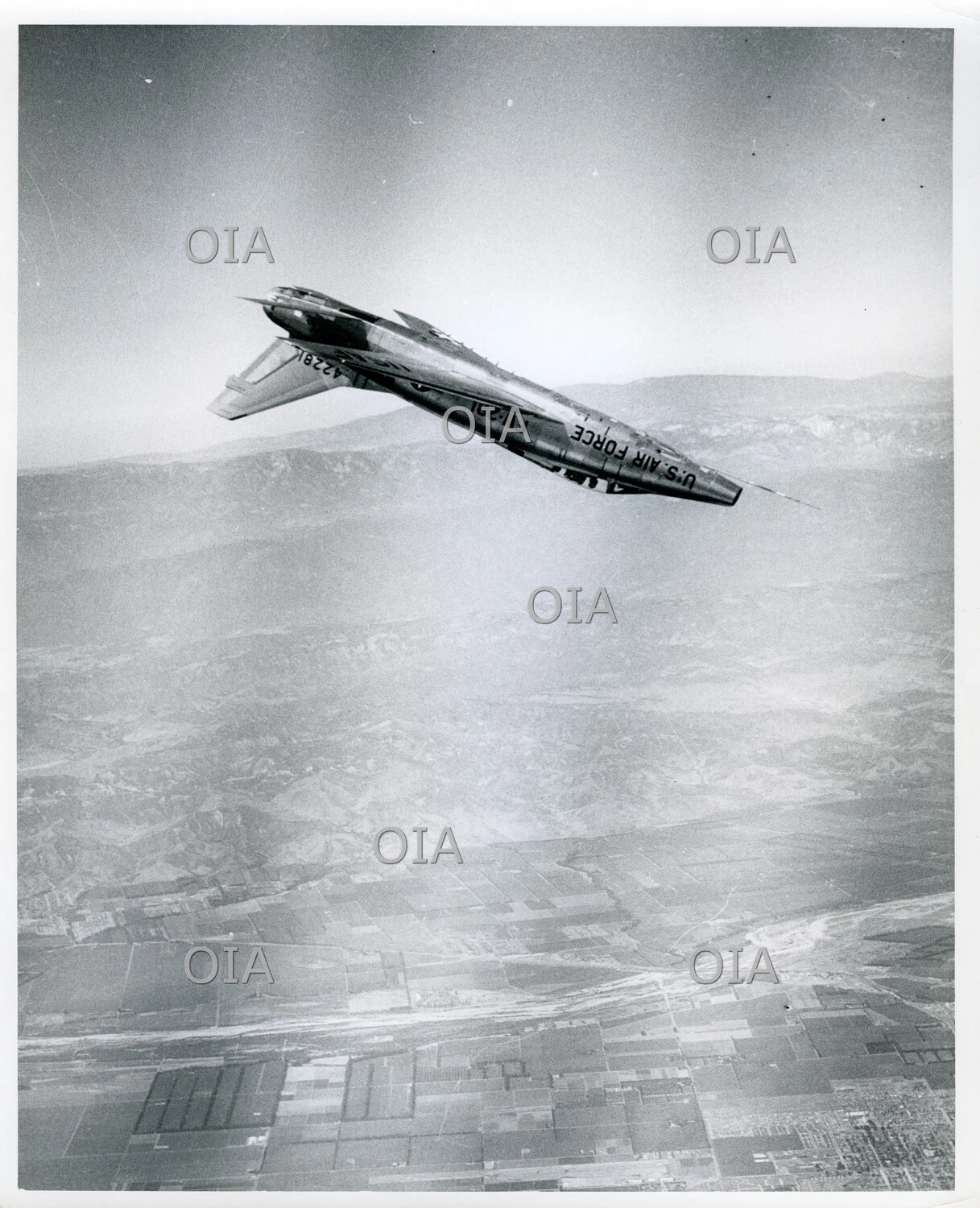 Lockheed F-104 Starfighter (Serial 42281) in Banking Dive Over Mountainous Terrain (Print in Inverted Orientation)