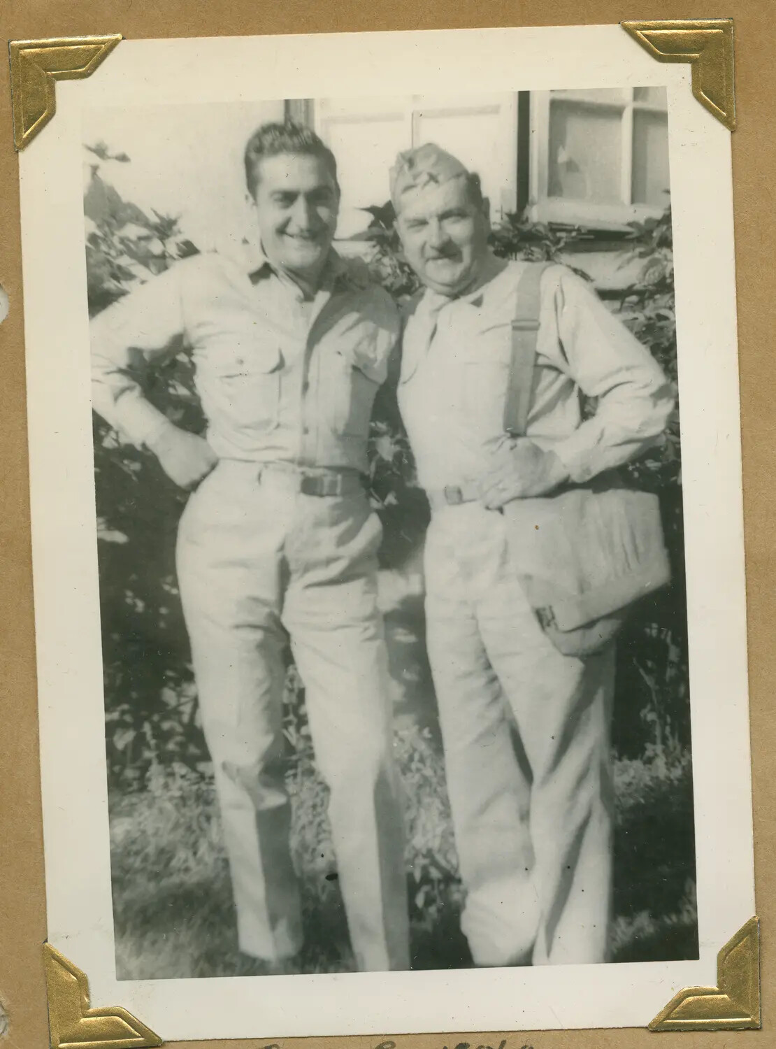 Two Servicemen Posing Outdoors, Hawaii WWII Photo Album