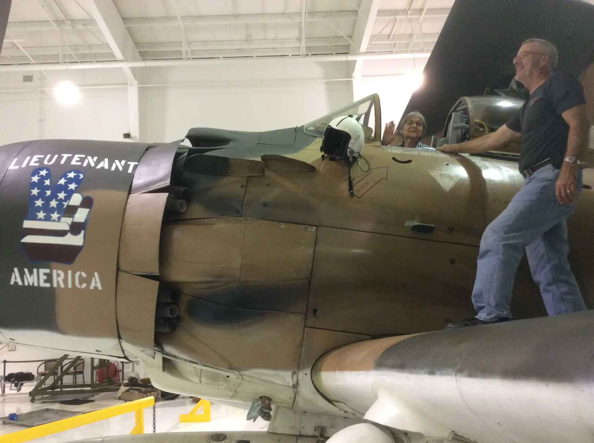 Douglas A-1 Skyraider "Lieutenant America" - Nose Art and Cockpit, Museum Hangar Display