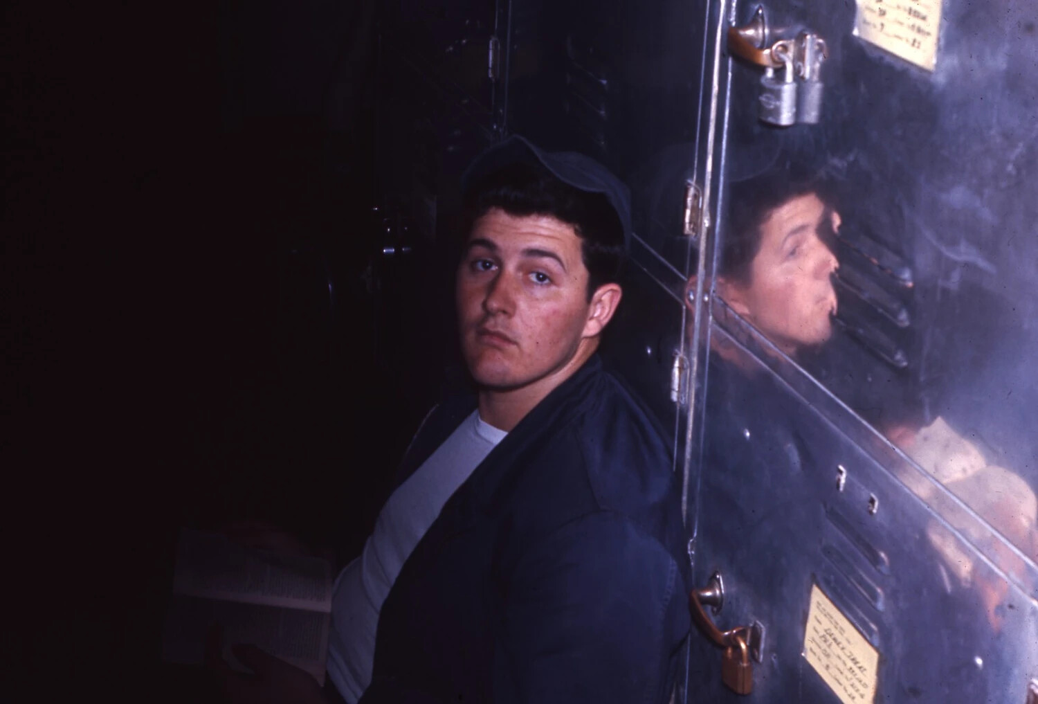 Sailor Beside Locker Bank in Berthing Area, USS Ticonderoga, Vietnam War Era