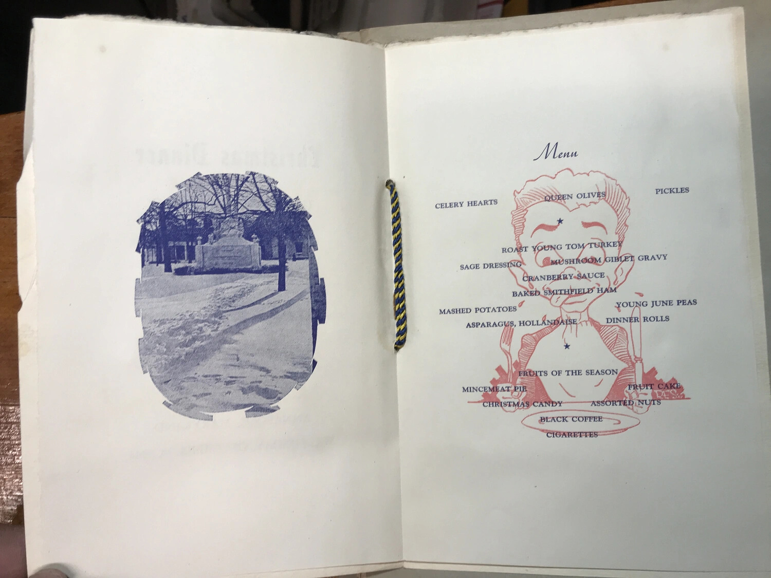 U.S. Naval Academy Christmas Dinner Menu Booklet, Interior Spread, 1945