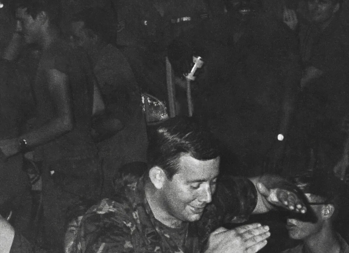 Nighttime Social Gathering Among Servicemen, Pleiku Area, Vietnam War Era