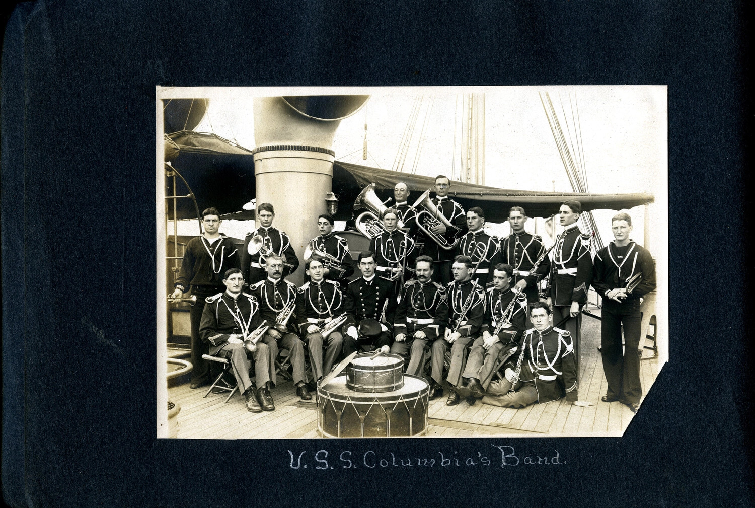 Group Portrait of the U.S.S. Columbia's Band on Deck