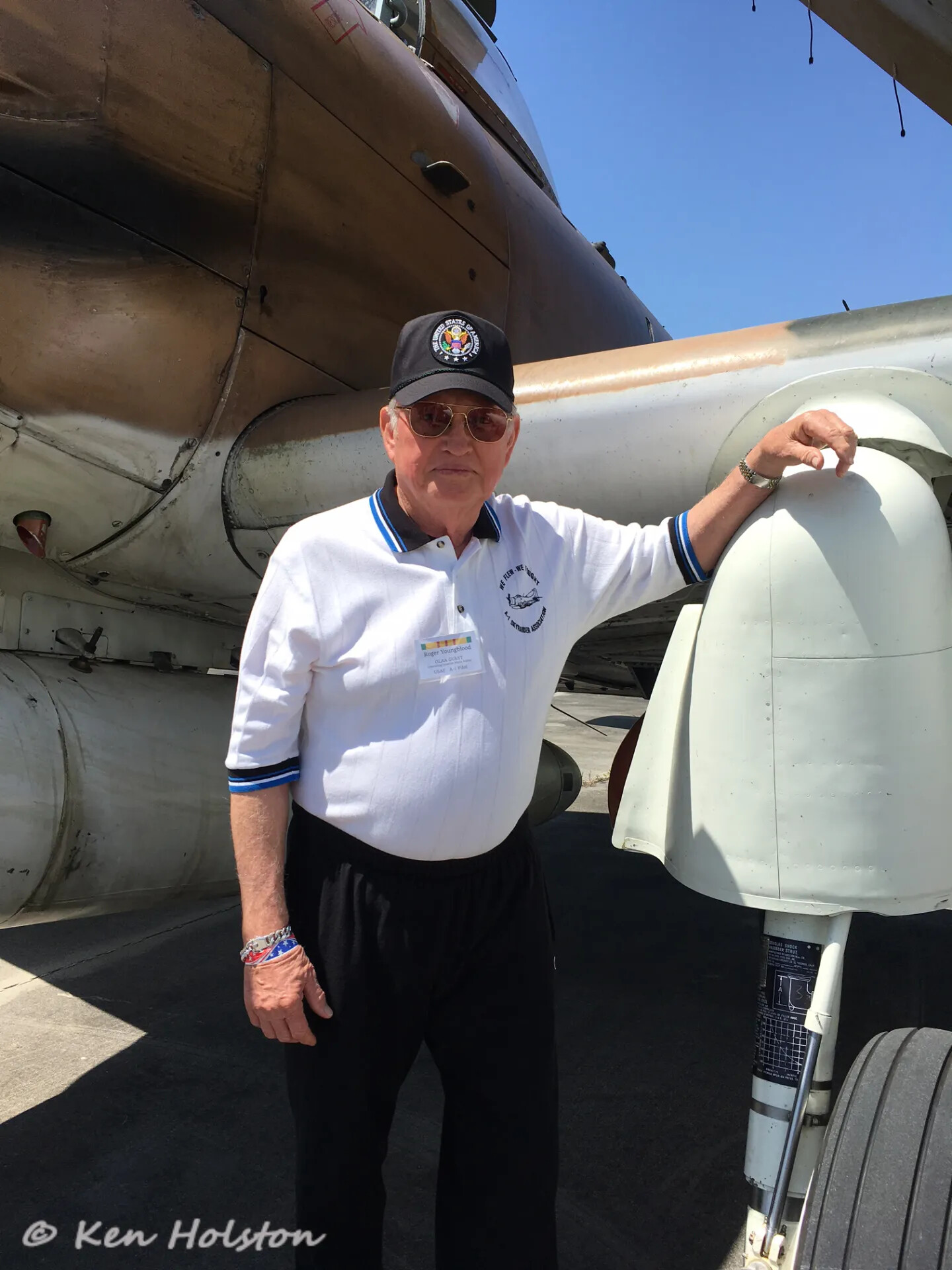 A-1 Skyraider Association Reunion Guest "Roger Youngblood" Beside Restored A-1 Skyraider - Tailwind Day Event