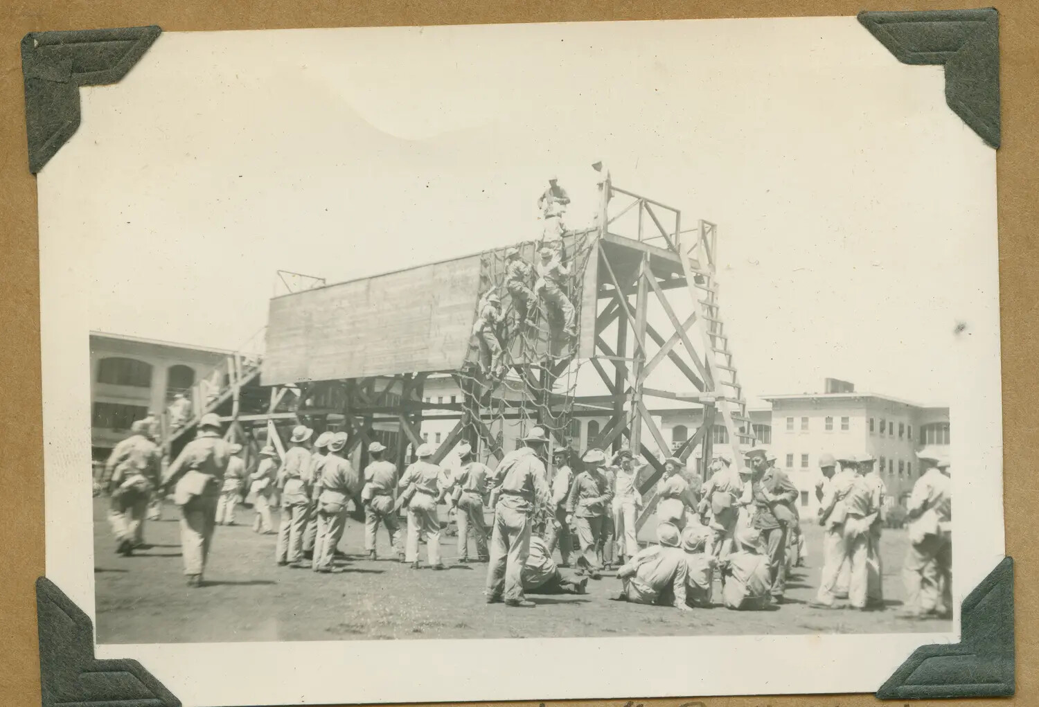 Soldiers Training on Obstacle-Course Tower, Schofield Barracks, Oahu, Hawaii, c. 1941–1943