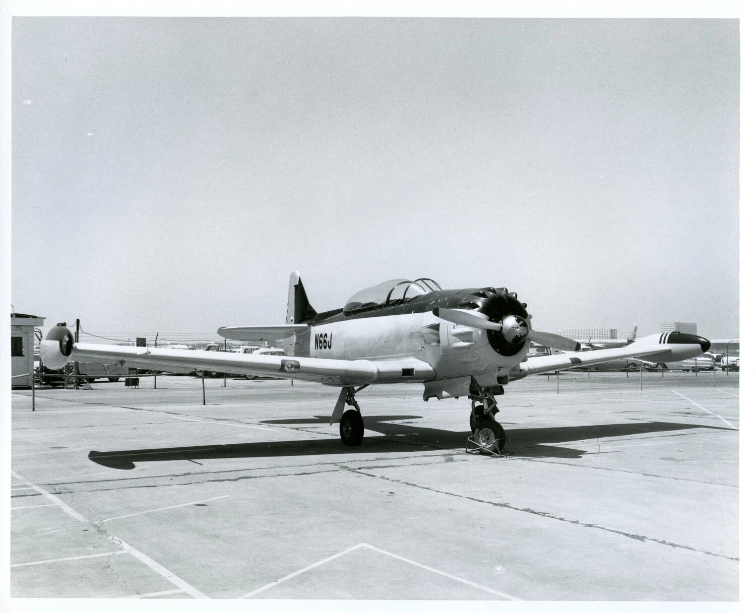 North American T-28-type Trainer Aircraft, Civil Registration N66J, on Airport Ramp