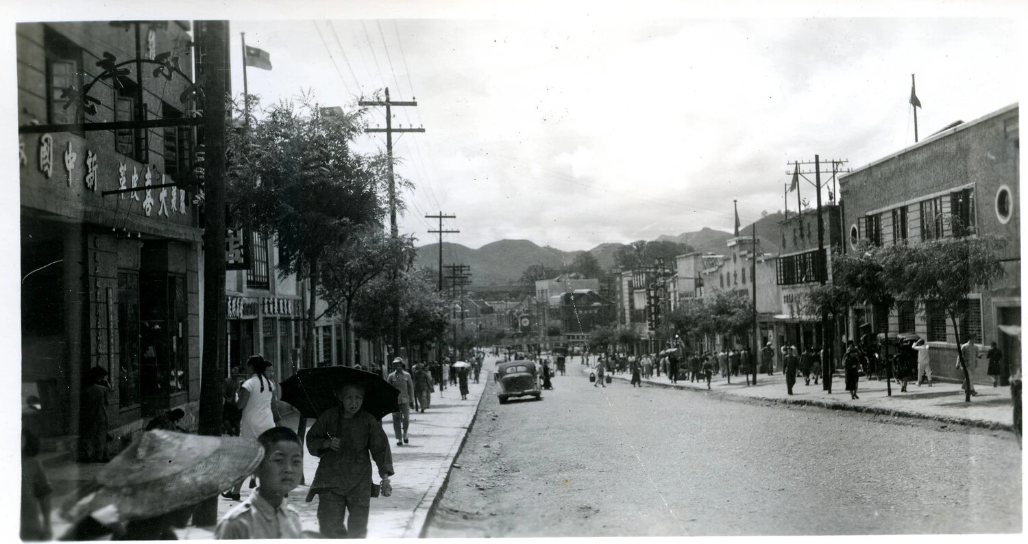 Commercial Street Scene in a Chinese City, WWII-Era China-Burma-India Theater