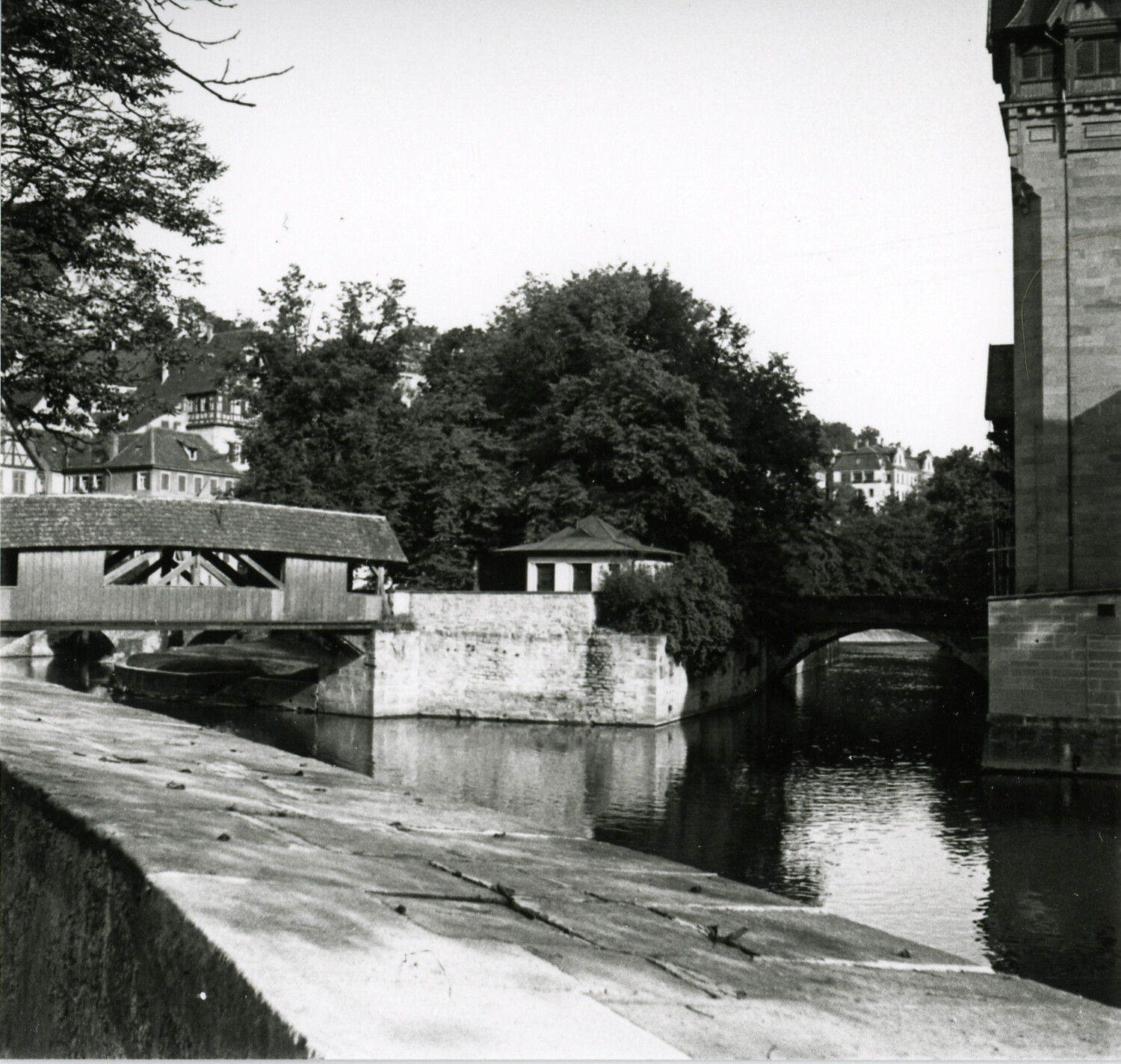 Historic Covered Footbridge Over the Pegnitz River, Nuremberg, Germany (WWII-era Photograph)