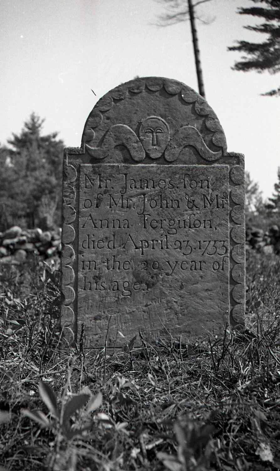 Headstone of Mr. James Ferguson, Died 1733, Detail View