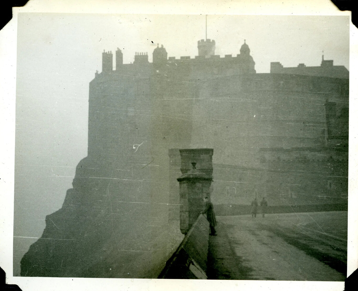 Edinburgh Castle in Fog, Wartime Sightseeing Photograph, Signal Corps Album