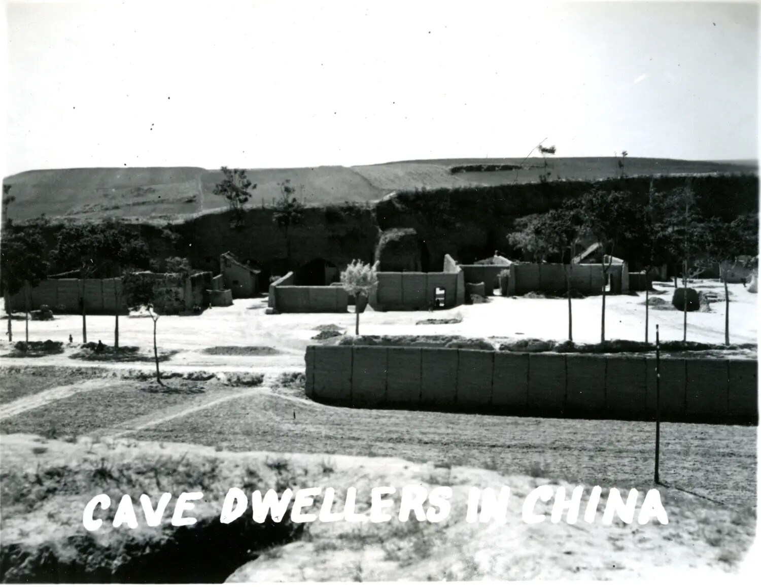 Cave Dwellings in Rural China, WWII China-Burma-India Theater Photograph