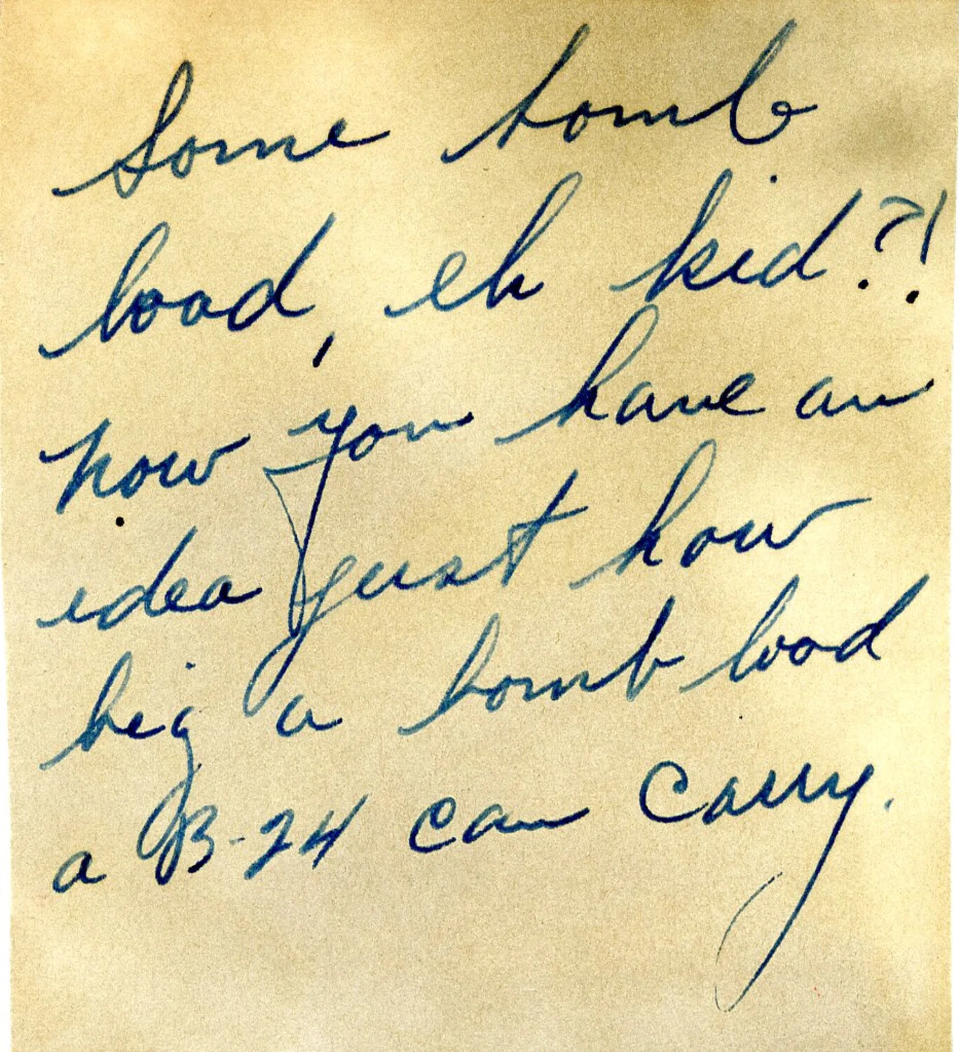 Handwritten Caption Note - 'Bomb Load' Annotation, WWII Photo Album