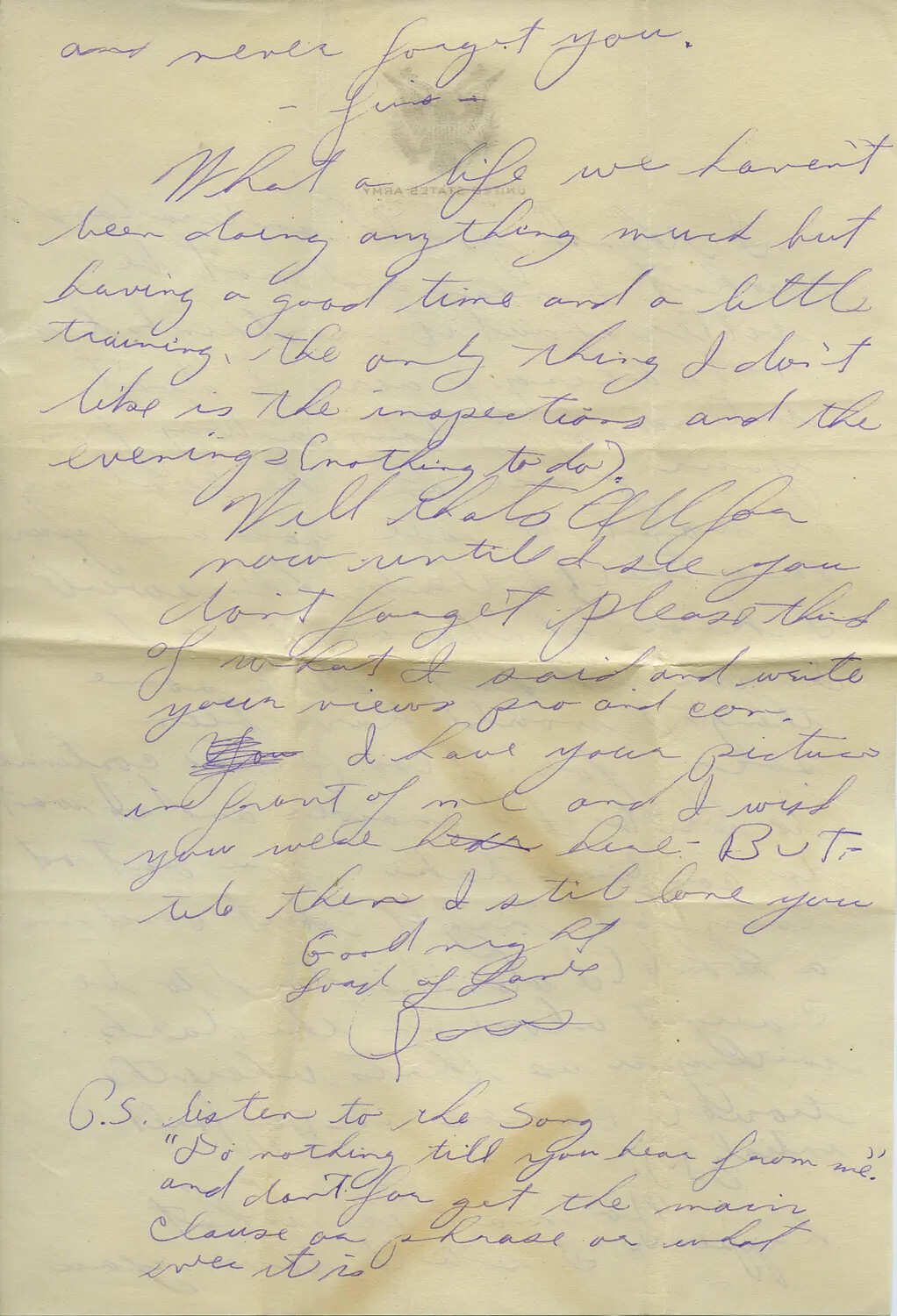 Handwritten WWII Letter on U.S. Army Stationery, Moon Sammiet Collection
