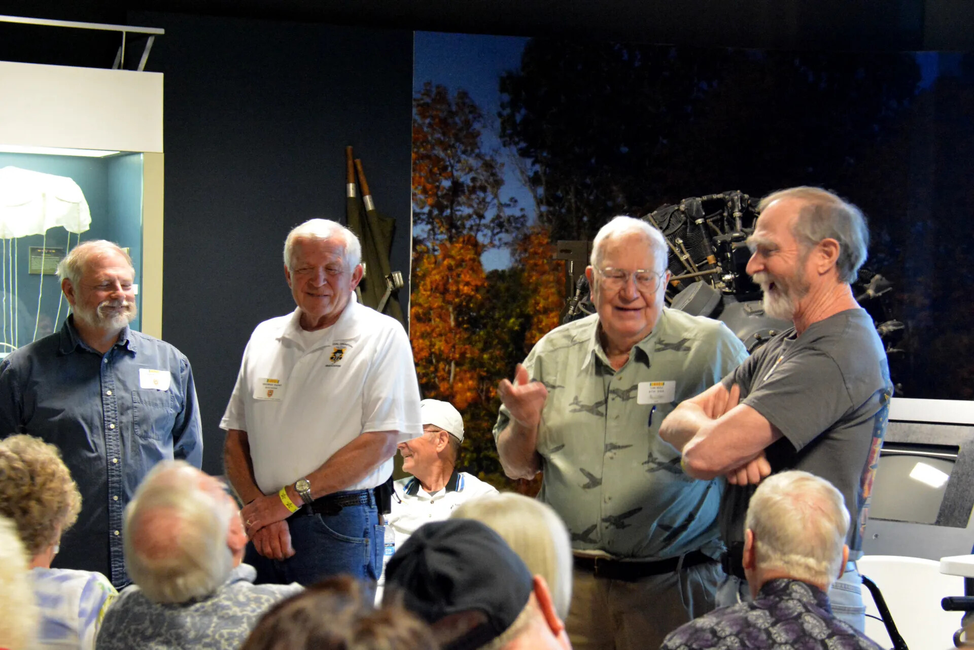 Four Veterans Share a Laugh During Reunion Program, Tennessee Museum of Aviation, 2 May 2015