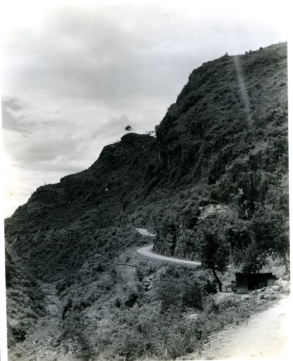 Winding Mountain Road Through Rugged Terrain, China-Burma-India Theater, WWII
