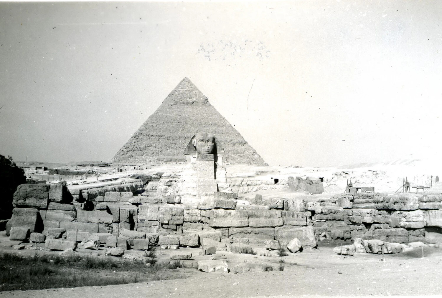 The Great Sphinx and Pyramid of Khafre, Giza, Egypt — Wartime Travel Photograph