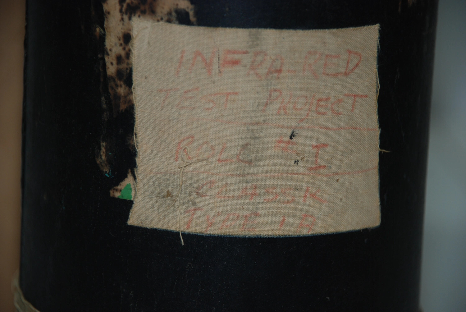 Hand-Labeled 'Infra-Red Test Project' Film Canister Tag, WWII Kotec China Burma Collection