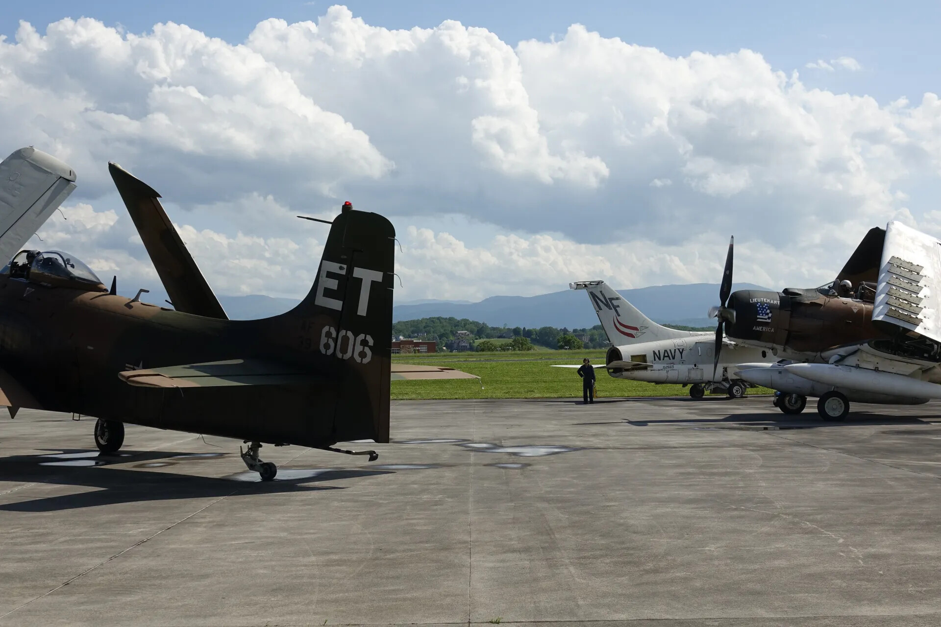 A-1 Skyraiders "ET 606" and "Lieutenant America" on Ramp, Tennessee Museum of Aviation Event, May 2019