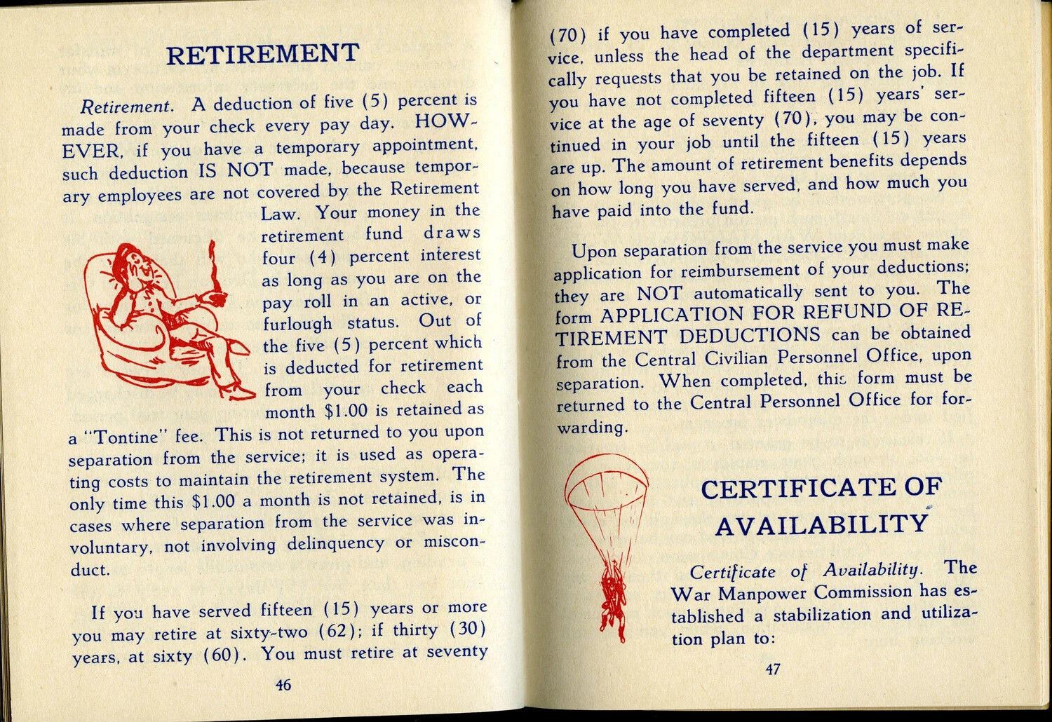 McClellan Field Civilian Personnel Guide Booklet, Pages 46-47: Retirement Policy and Certificate of Availability