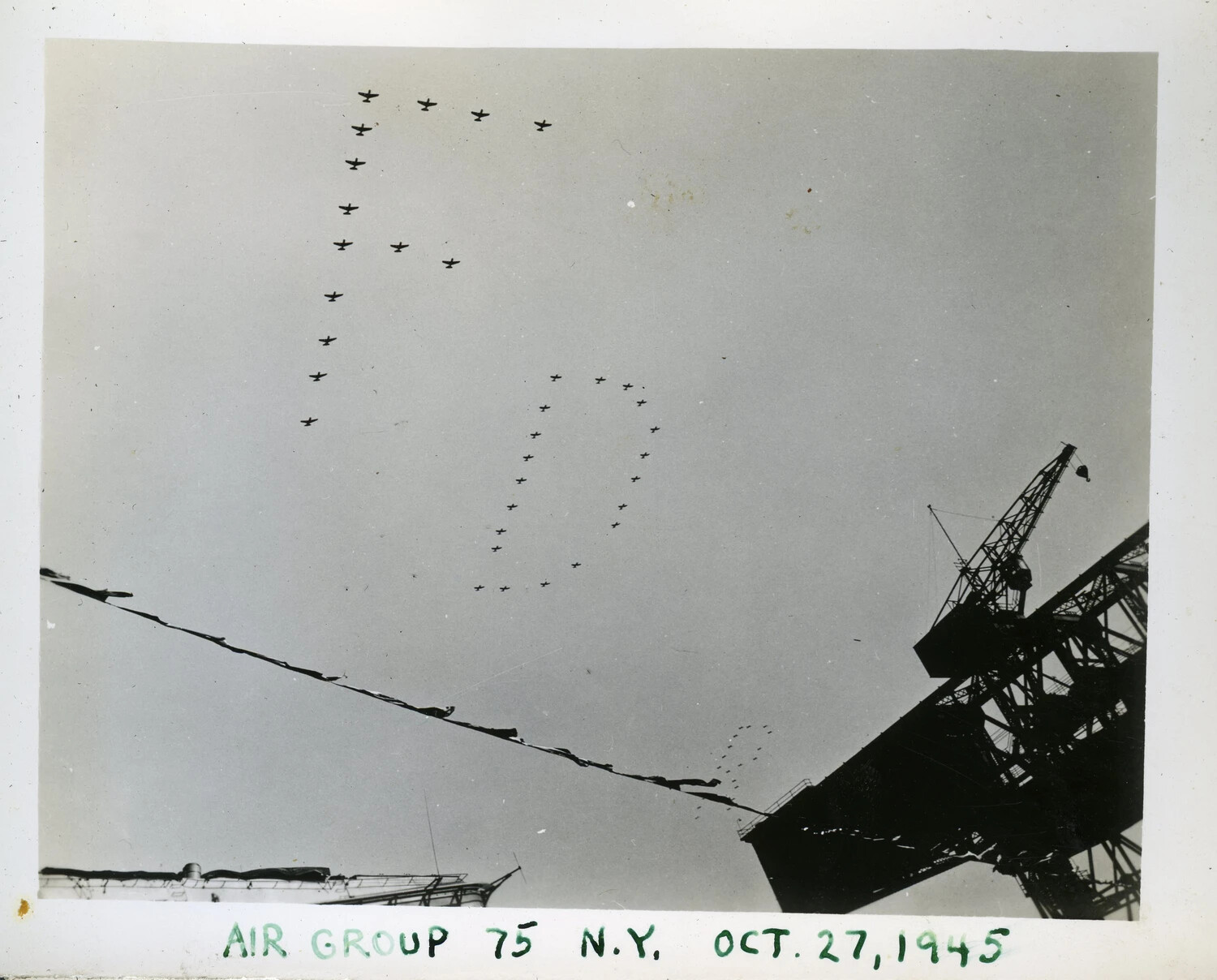 Air Group 75 Aerial Flyover Formation, Navy Day, New York Harbor, October 27, 1945