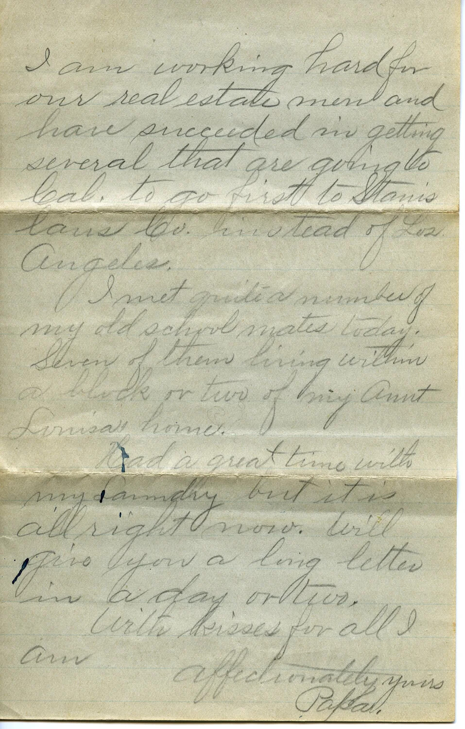 Handwritten Family Letter from J.A. Wagener, July 10, 1903 (Page F)