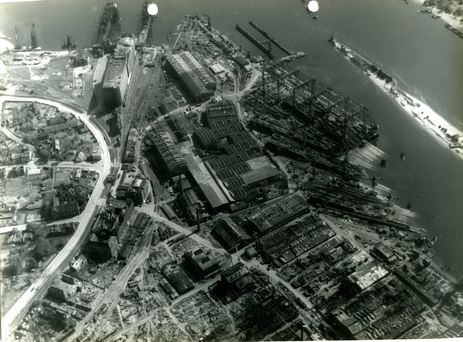 Aerial Reconnaissance Photograph of Bremen U-Boat Shipyard and Grain Harbor District
