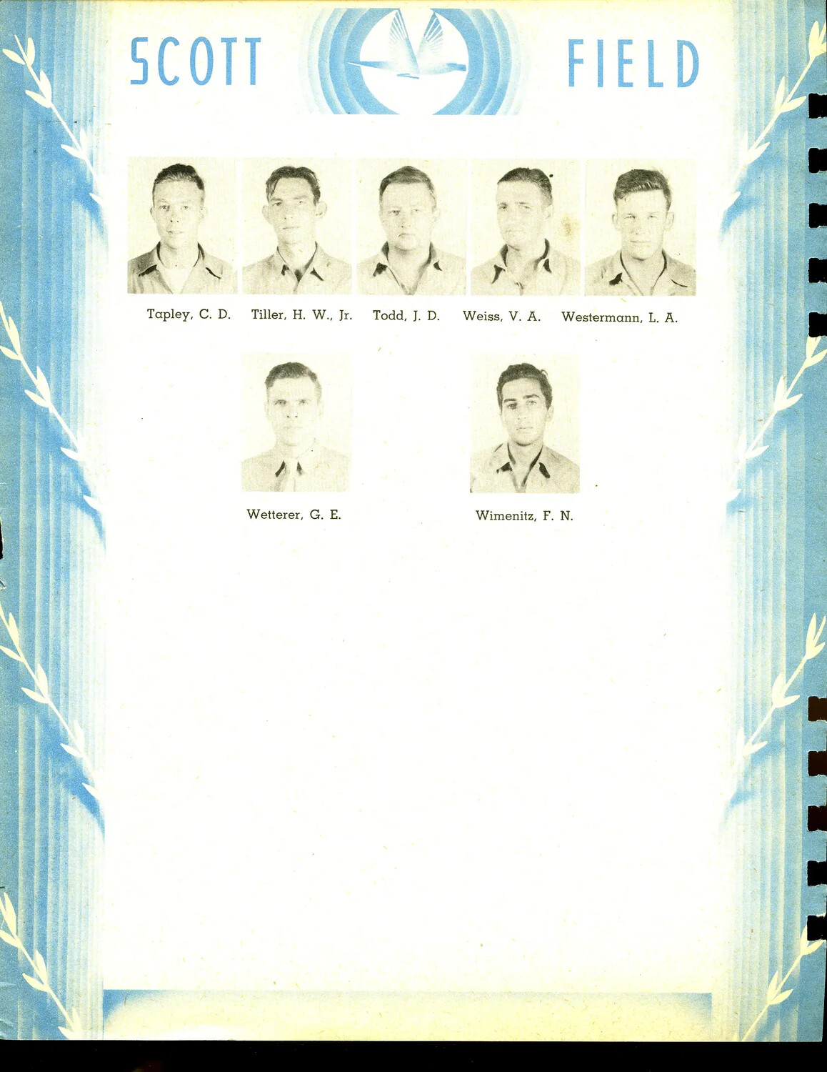 Scott Field Training Class Yearbook Page: Tapley through Wimenitz