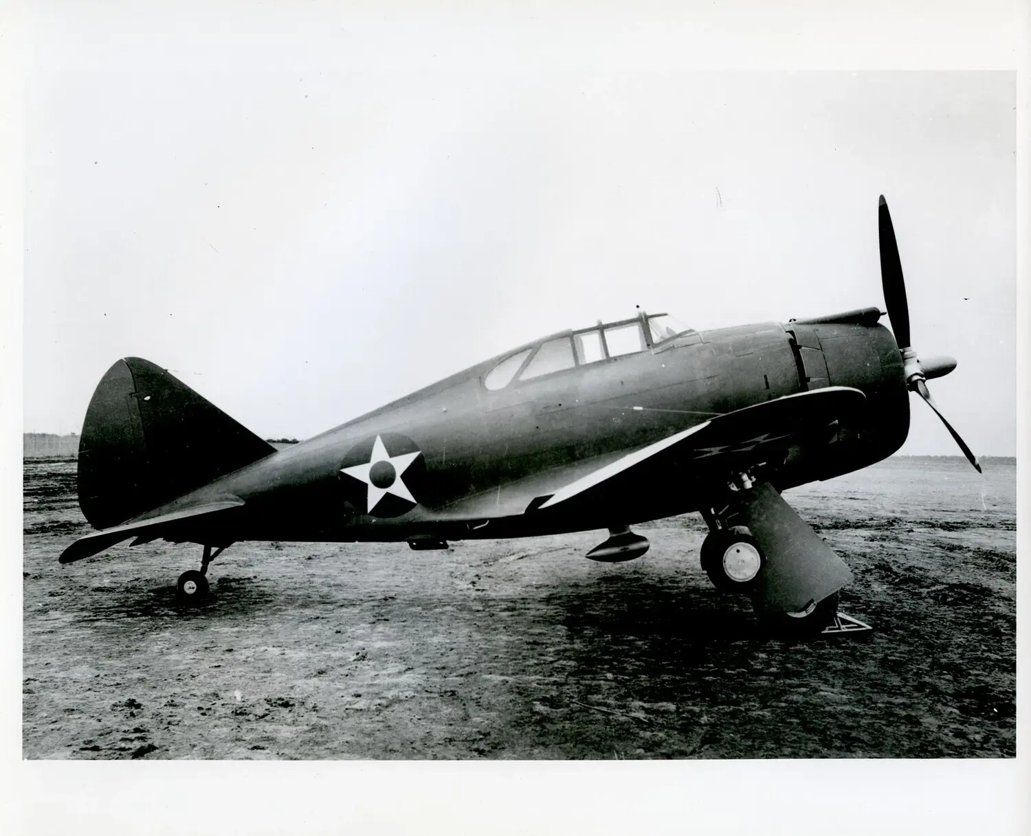 Right Profile View of U.S. Army Air Corps Radial-Engine Pursuit Fighter, c. 1942