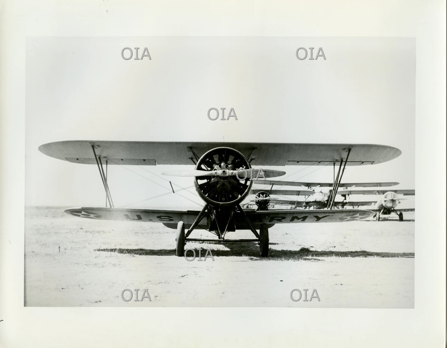 U.S. Army Air Corps Biplane Pursuit Aircraft, Head-On View, Interwar Period