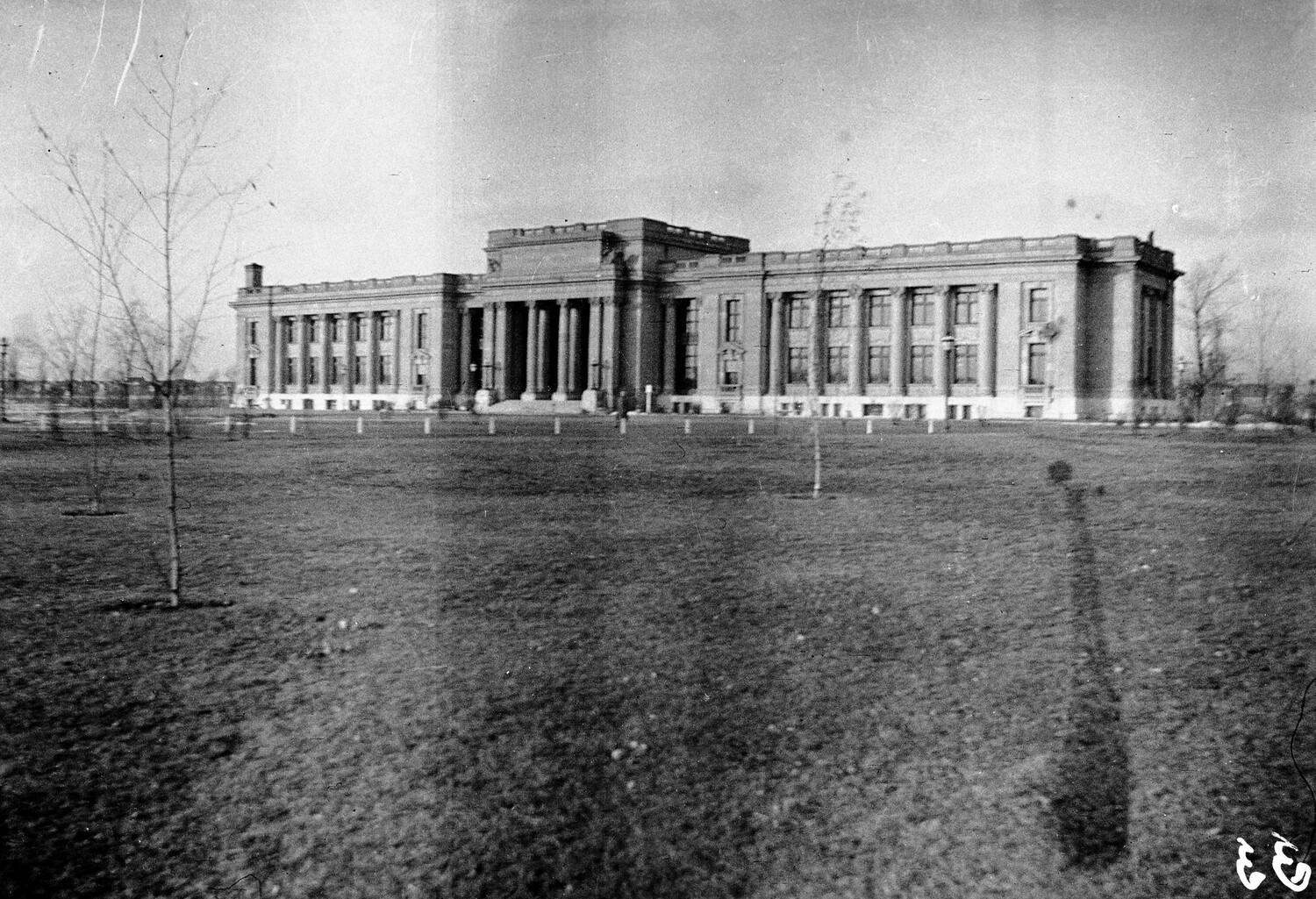 Neoclassical Institutional Building with Colonnaded Facade, WWI-Era Negative (France/England Collection)