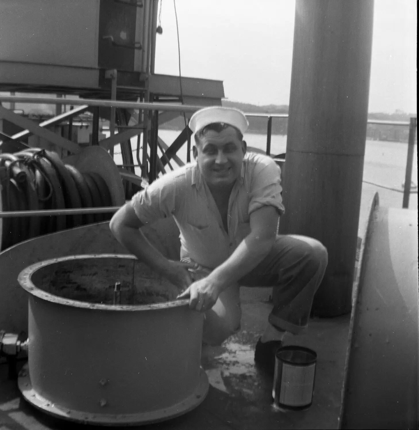 U.S. Navy Sailor Performing Deck Maintenance, Sasebo, Japan