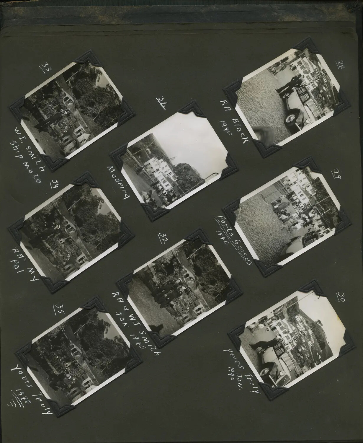 Album Page: USS Trenton (CL-11) Sailor's Scrapbook, Madeira, January 1940 - Shipmates W.I. Smith and R.A. Black (rotated scan)