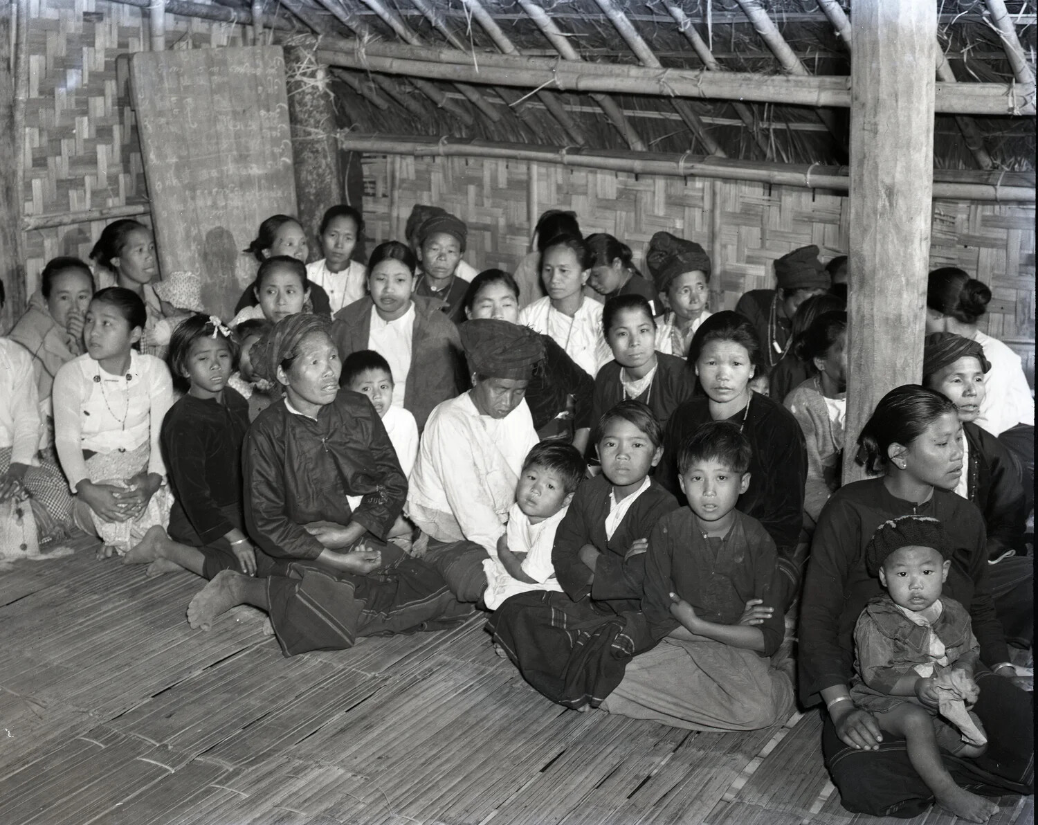 Karen Congregation at Church Service, Burma, WWII-Era Photograph