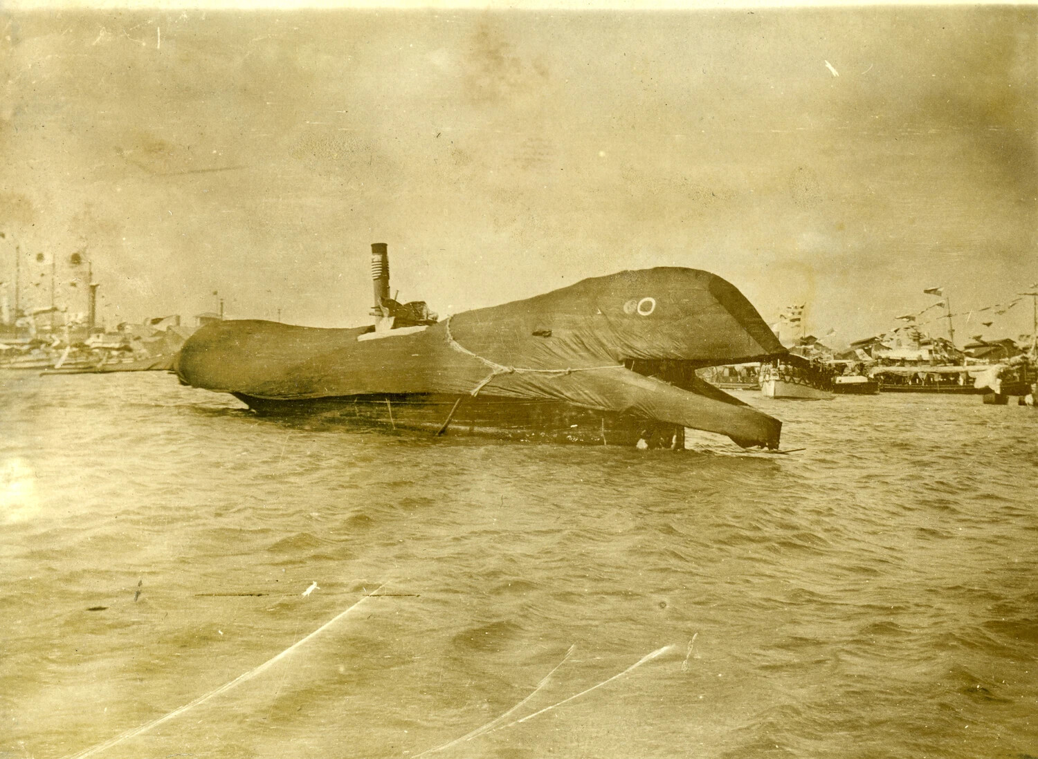 Capsized Vessel in Philippine Harbor, Carl Stone Album, Early 1900s